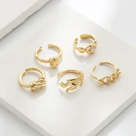 18k Kobber Gullbelagt Ring for Kvinner, Minimalistisk Stil, Åpen Pekefingerring