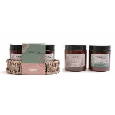 Azoza Eco body duo set - vartalokuorinta ja vartalovoide lahjapakkauksessa