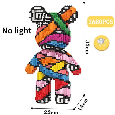 [LCS] Sarjakuvamainen Mini Rakkaus Väkivaltainen Karhu Bearbrick Värimalli Valolla Rakennuspalikat Mikro Timanttilohkot Lasten Lelut 