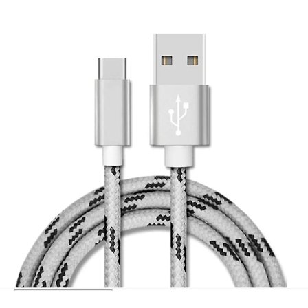 2m USB Hurtiglading Type C Ladekabel Datakabel kompatibel med Samsung S21 S22 S23 Grå_yux