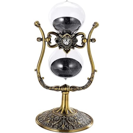 Vintage 60 minuters timglas, 30 cm stort graverat roterande timglas i mässing, unikt metalltimglas 60 min, 1 timmes timglas