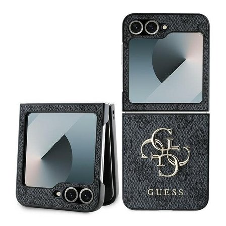Guess Läder 4G Metall Logo Fodral för Samsung Galaxy Z Flip 6 - Svart