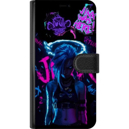 Kompatibel Tegnebogsetui til Motorola Motorola Moto G15 Power Jinx plakat Arcane League of Legends LoL karakter neon graffiti gaming fanart Netflix an
