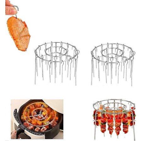 Airfryer kebabstativ med 24 spyd - Vertikalt stativ for jevn steking av kjøtt, kylling og grønnsaker, passer de fleste griller og ovner