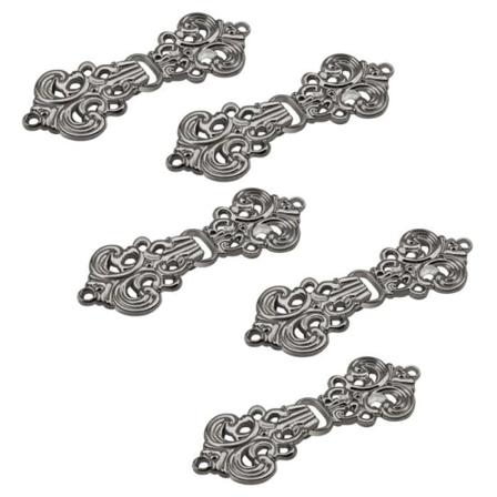 Wandic - WHQ-7F0117-YF-EU9 - Set med 5 par påsydda koftspännen, blommönster, vintagestil, svart nickel
