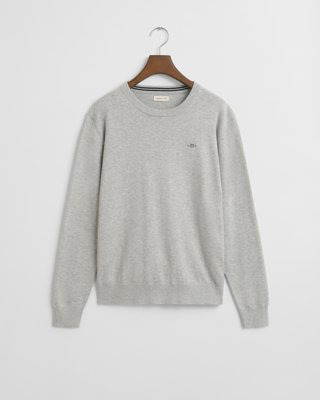 GANT - Bomullsgenser med rund hals for ungdom, unisex light grey melange