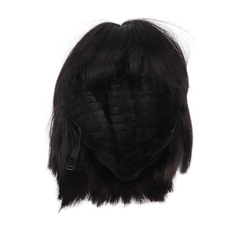 Svart Bob-Parukk med Pannelugg Varmebestandig Syntetisk Kort Rett Parukk for Cosplay Daglig Fest