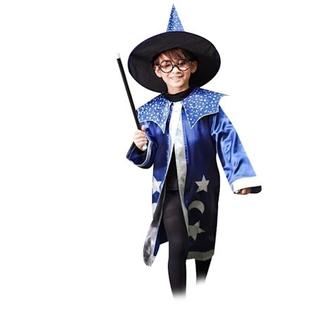 Trollkarl Cape med hatt, Halloween barn kostymer