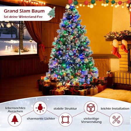 Ø125 x 215 cm Juletræ med LED lys Juletræ med bær grønne + hvide