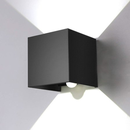 12W Vegglampe med bevegelsessensor for utendørs innendørs, justerbar vinkel LED Vegglampe Kald hvit, Svart [Energiklasse A ++]