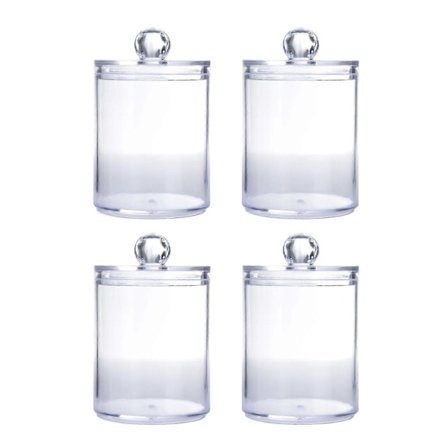 Sofistikerede Apotekerglas Krystalglas Til Badeværelsestilbehør, Klar Glasbeholder Med Aftagelige Låg Til Makeupbord Organisatorer, Decora (FMY)