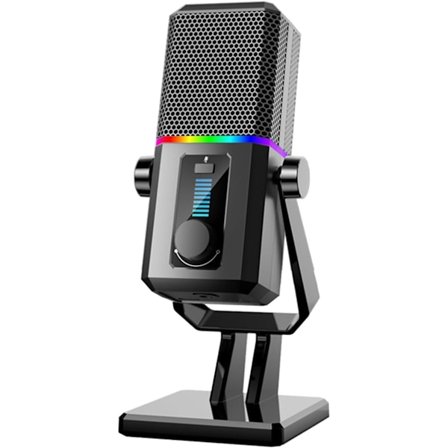 HK2 Gaming Mikrofon USB Dynamisk Datamaskin Gaming Streaming Mikrofon med RGB Lys Demp-knapp Gain Kontroll Desktop Podcast Mikrofon for Twitch YouTube