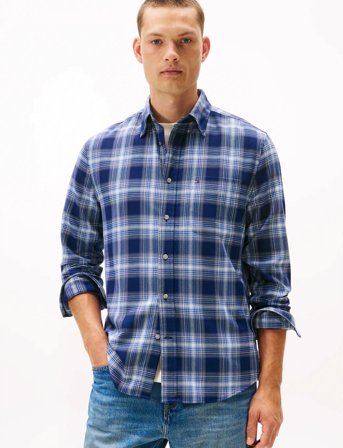 Tommy Hilfiger Soft Touch Blnd Checked Rf Shirt - Blue - S