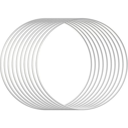 10 st 12 tum stora silver metall blomsterkrans makramé ringar för festivaldekorationer, bröllopskrans dekor, drömfångare och makramé W