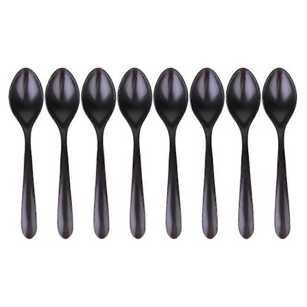 8 stk. Sorte Spisebestik Ramen Skeer Sorte Suppe Skeer Keramik Japanske Suppe Skeer Imitation Porcelæn Skeer Bordbestik