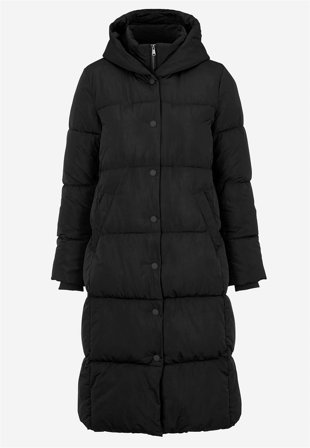 Cellbes of Sweden - Lang vinterfrakke i sort til damer i størrelse 42/44