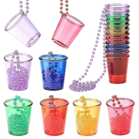12 Stk. Shotglass-halskjede for brud, Team Bride Shotglass-kjede, Plastkopper med perler til brud (FMY)