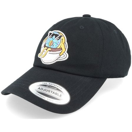 Abducted - Svart unconstructed Keps - Doughnut In Coffe Cup Patch Black Dad Cap @ Hatstore