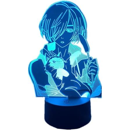 USB Anime Lys Yuri på is Acrylic Yuri Plisetsky Figur 3D Illusion Natlys Soveværelse Dekoration LED Lys Børn Manga Gave(16 Farver med Fjernbetjening)