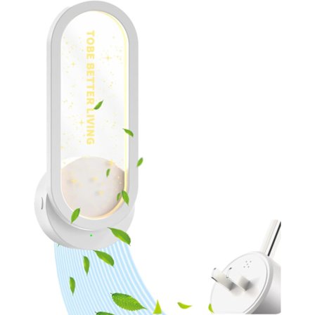 Luftrenare med nattlampa - Portabel negativ jon generator för husdjurslukt, köksrök & damm, tyst & energisparande