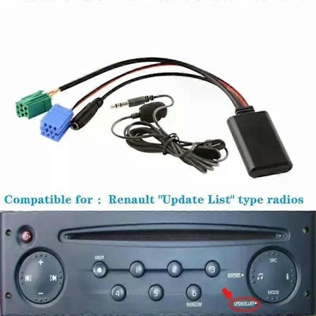 DOXINGYE Bil AUX Ljudkabel Trådlös Bluetooth Mikrofon Handsfree CD-växlare Adapter för Renault 2005-2011 Uppdateringslista Radio [DB]