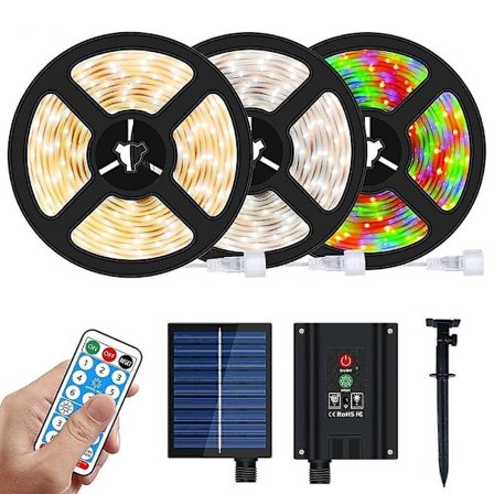 LED Strip Lys Solar 5m Udendørs Fjernbetjening Vandafvisende