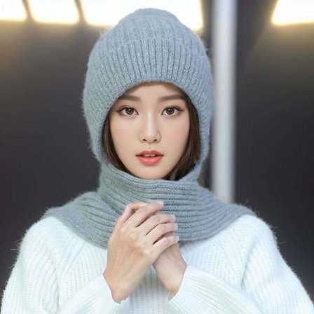 Fleece varm strikket lue lue skjerfsett GRÅ