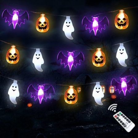 Halloween-valot 16 jalkaa 30 LED vedenpitävä 3D kurpitsa lepakko