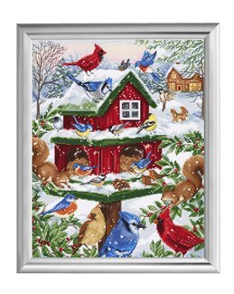 Stickpackung Bild Wintervögel