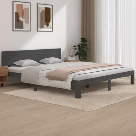Vidaxl Sängram Grå Massiv Furu 180x200 Cm 6ft Grå