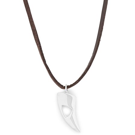 Silver-Tone Cutout Leather Iconic Necklace for Men - Steel necklaces
