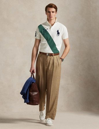 Polo Ralph Lauren Custom Slim Fit Big Pony Mesh Polo Shirt - White - M