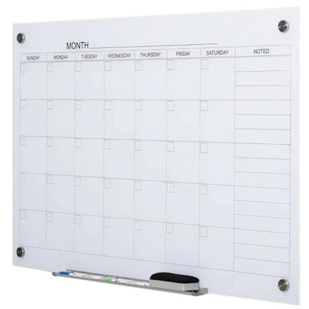 Rootz Whiteboard - Tavlekalender - Organisering af ferieplaner og månedlig planlægning - 1 penneholder - 4 tuscher og viskelæder - 90 x 60 cm