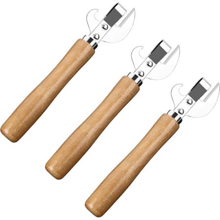 3 st Rostfria burköppnare, Traditionell manuell handhållen burköppnare med slät kant, köksburk- och konservöppnare samt korkskruv