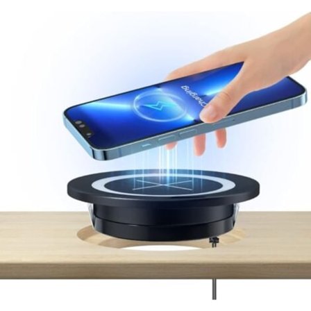 Qi Trådløs Oplader til Møbler Qi Kompatibel Indbygget Induktionsoplader med 60mm Diameter 2.36" Indbygget Indsætningshul i Skrivebord (Sort)