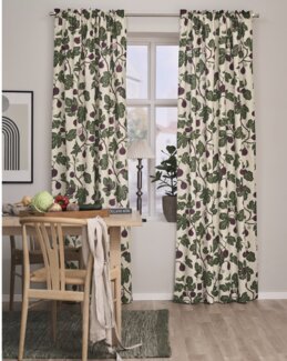 Gardinfag Figaro med trykt motiv 2-pak Blommelilla