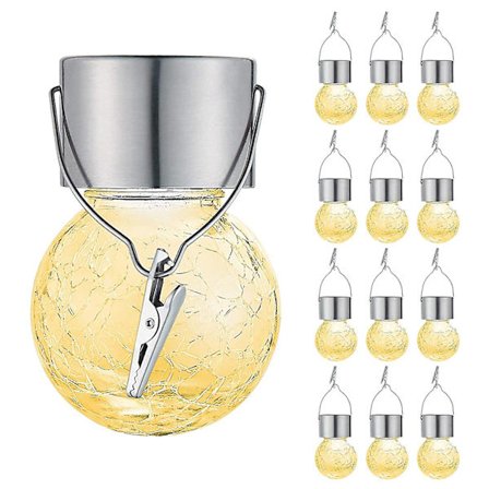 12 stk. Crack Ball Solcelle Lysekrone Glaskugle, Solcelle Lysekrone