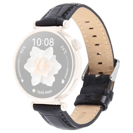 Garmin Lily 2 Active / Lily 2 Rannehihna 14mm Top Layer Cowhide Nahkakellon ranneke - Musta Bambun Jyvä