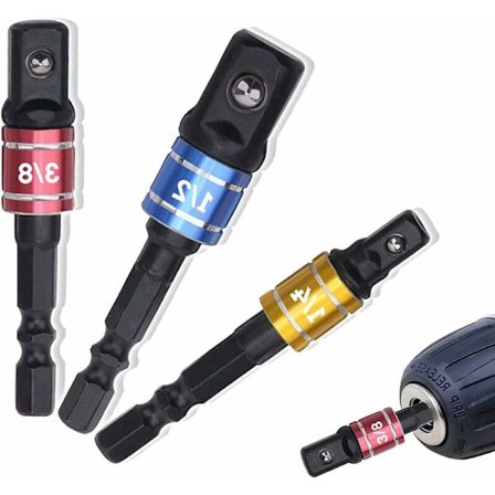 Fyrkantig, hylshållare adapter 1/4" 3/8" 1/2" Slagdrivhylsa