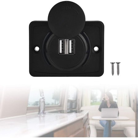 USB-billaddare, dubbel USB 2-portsadapter, vattentät LED-laddningspanel, 3.1A 12V USB för husbil