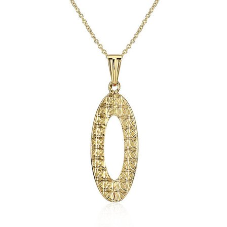 K Gold Zircon Halsband Oval Openwork Pendel Classic Wind Dam Halsband Guld C