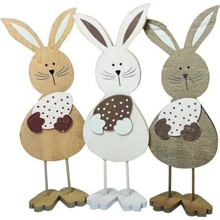 khevga Påskepynt, Påskehare Trefigur Sett med 3 (Svart)_GET IT Gaver