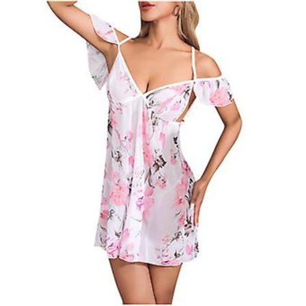 Damemode Trykt Sling Kjole V-hals Underundertøj Nattøj L