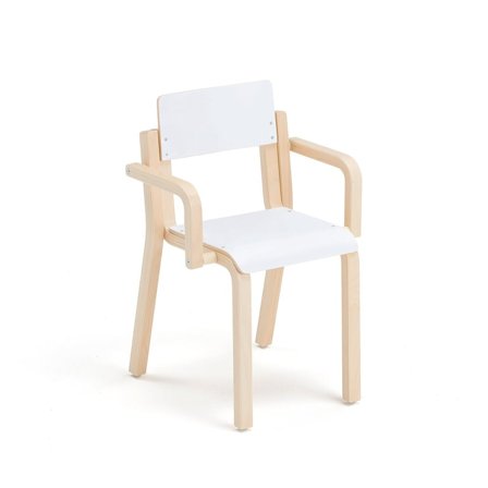 Children's chair DANTE with armrests, H 380 mm, birch, white laminate