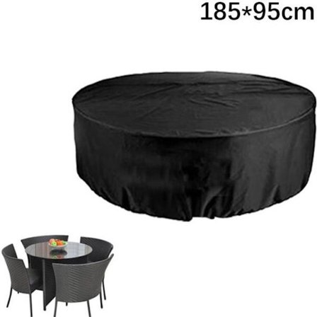 Beskyttelsescover - Have - Rund - 185x95cm - Sort - Udendørs
