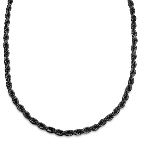 Essentials | 8 mm Gunmetal Black Rope Chain Necklace for Men - Chain necklaces
