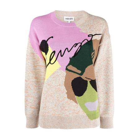 Kenzo Stickat beige, Dam Stickade tröjor & koftor, Dam, Storlek: S