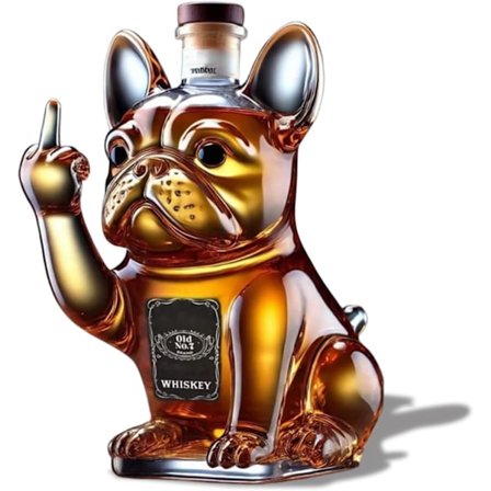 Fransk Bulldog Whisky Dekorativt Ställ, Dekorativt Flaskställ, 300ml Glas Dekorativt Ställ, Multifunktionell Dryckesbehållare, Bar för Män/Familj