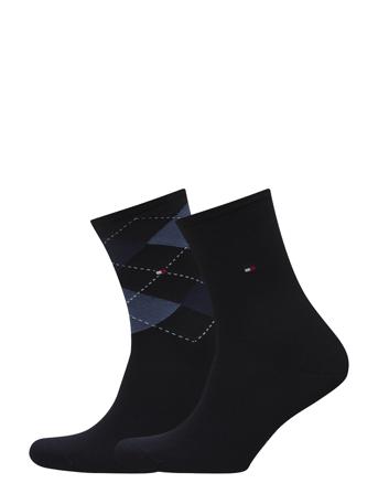 Th Women Check Sock 2P Lingerie Socks Regular Socks Svart Tommy Hilfiger