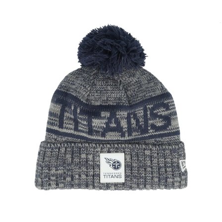 New Era - NFL Blauw pom Beanie - Tennessee Titans NFL 25 Sideline Cold Weather Sport Knit Navy/Grey Pom @ Hatstore